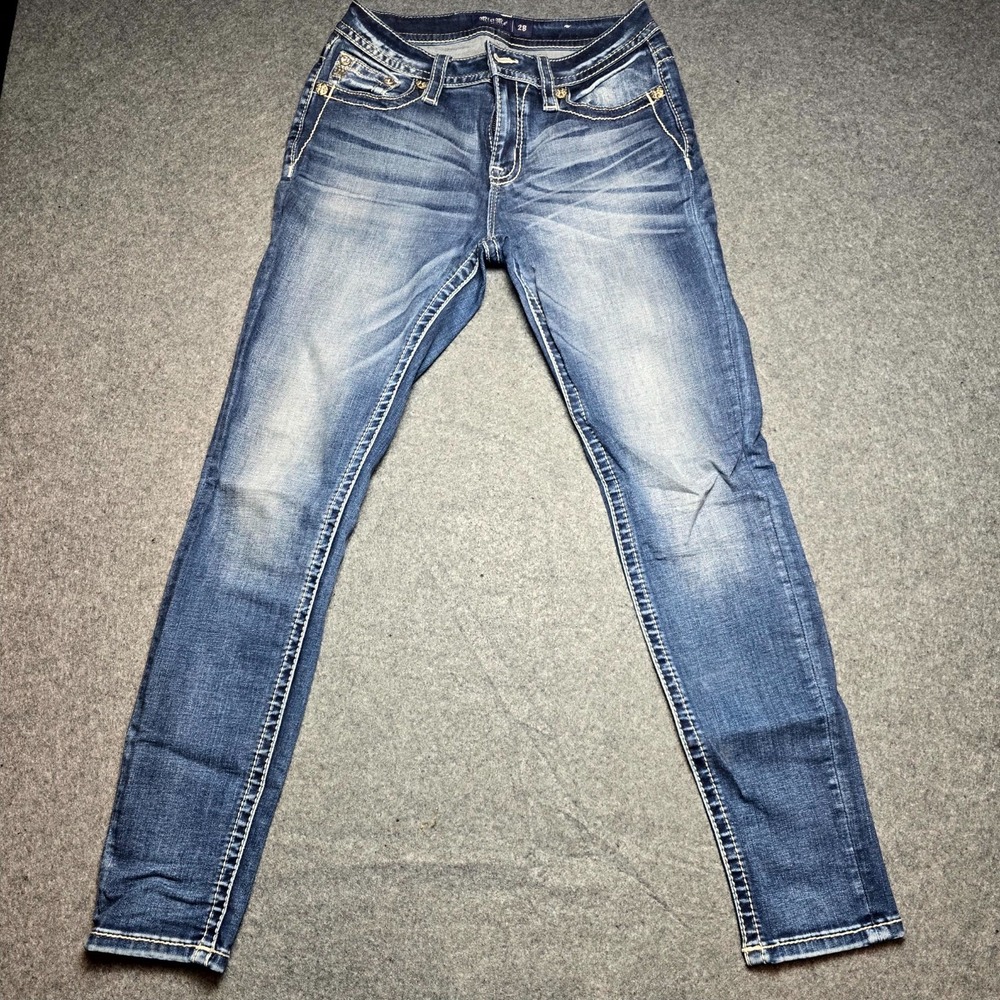 Miss Me Skinny Jeans Womens 28 Blue Medium Wash Denim Mid Rise Western Wear